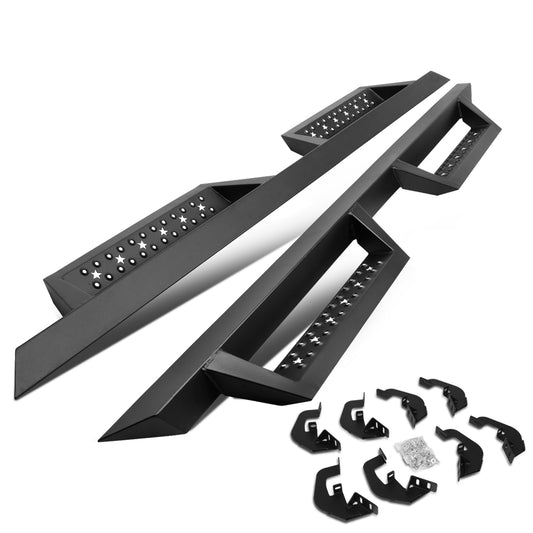 ESTRIBOS DROP DOWN - 07-18 CHEVY SILVERADO 1500, GMC SIERRA 1500 / 07-19 CHEVY SILVERADO 2500HD, 3500HD, GMC SIERRA 2500HD, 3500HD - CREW CAB - DOES NOT FIT DIESEL MODELS EQUPPED WITH DEF TANK - BLACK