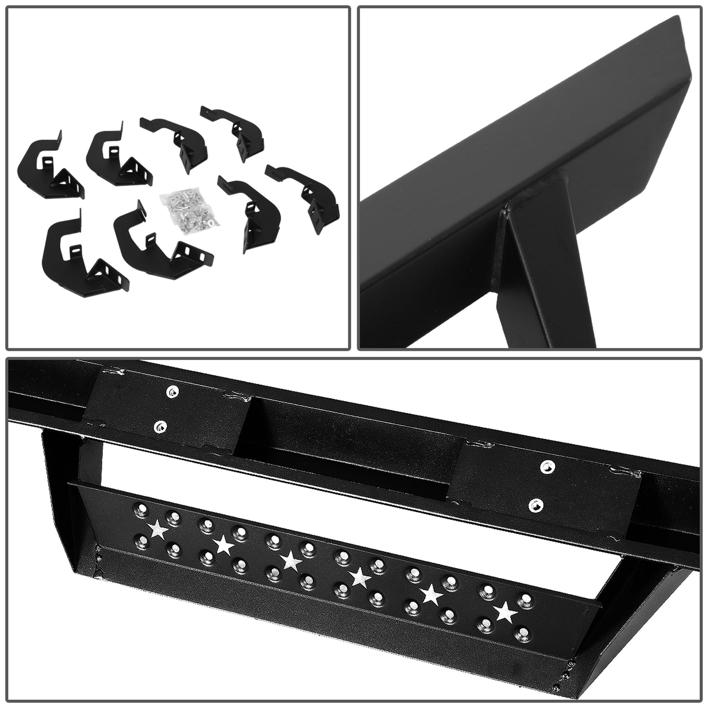 ESTRIBOS DROP DOWN - 07-18 CHEVY SILVERADO 1500, GMC SIERRA 1500 / 07-19 CHEVY SILVERADO 2500HD, 3500HD, GMC SIERRA 2500HD, 3500HD - CREW CAB - DOES NOT FIT DIESEL MODELS EQUPPED WITH DEF TANK - BLACK