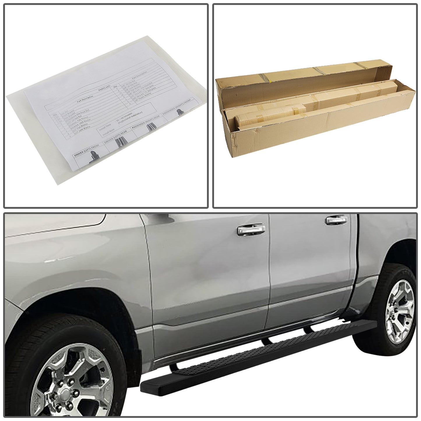 ESTRIBOS 5" - HONEYCOMB STEP PAD - 19-20 DODGE RAM 1500 - CREW CAB - BLACK