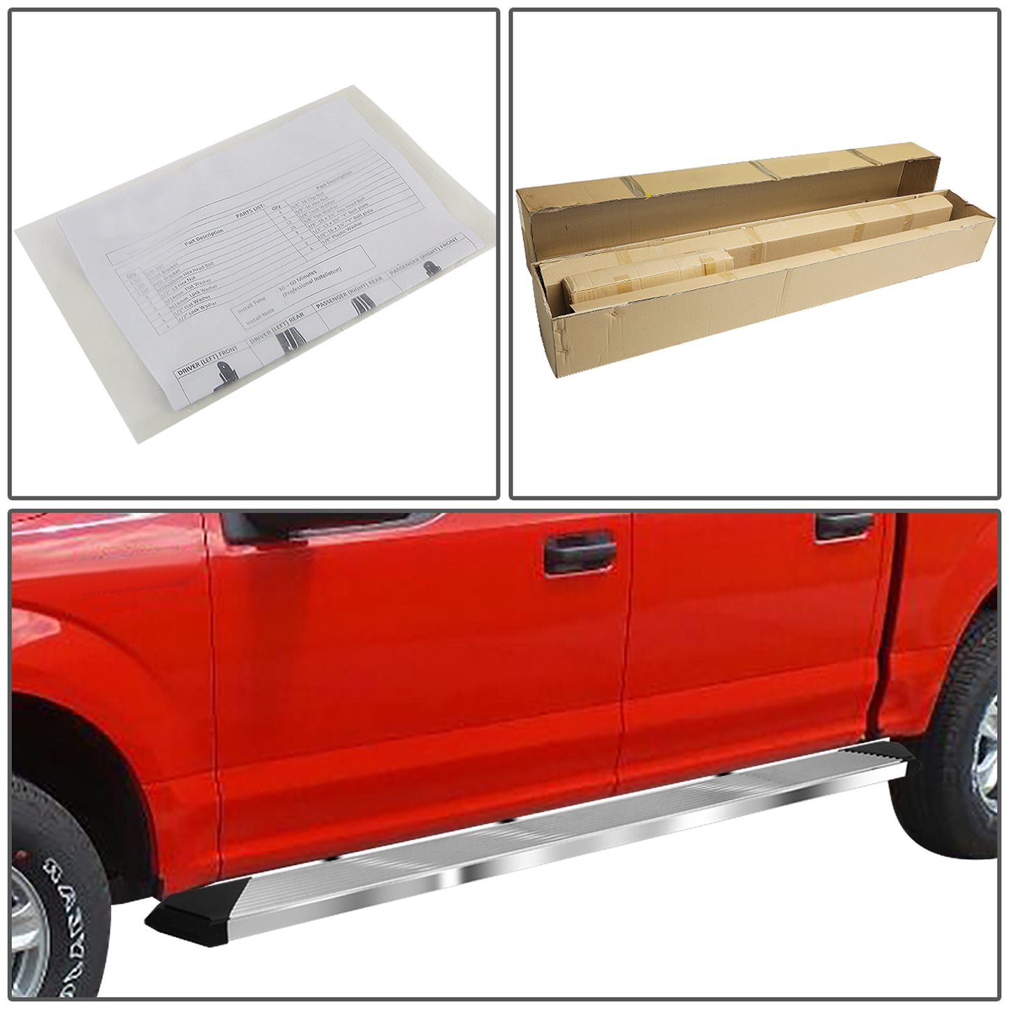 ESTRIBOS 6" - 04-14 FORD F-150 - CREW CAB - CHROME / BLACK