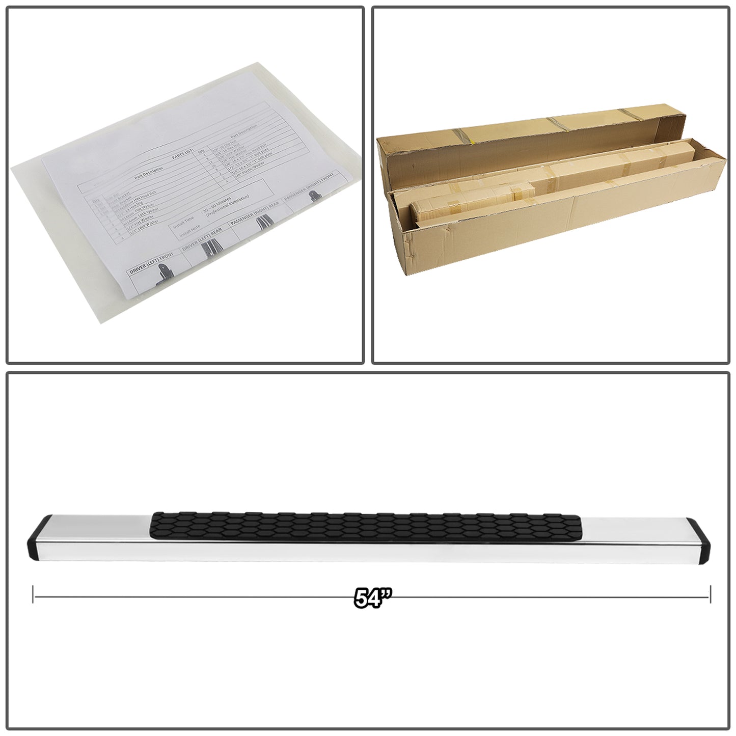 ESTRIBOS 5" - HONEYCOMB STEP PAD - 07-21 TOYOTA TUNDRA - STANDARD CAB - CHROME / BLACK