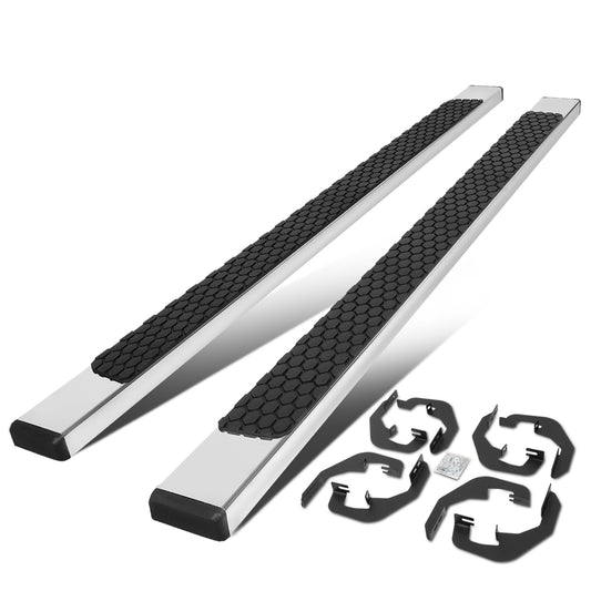 ESTRIBOS 5" - HONEYCOMB STEP PAD - 07-18 CHEVY SILVERADO 1500, GMC SIERRA 1500 / 07-19 CHEVY SILVERADO 2500HD, 3500HD, GMC SIERRA 2500HD, SIERRA 3500HD - DOES NOT FIT DIESEL MODELS EQUIPPED WITH DEF TANK - CREW CAB - CHROME / BLACK