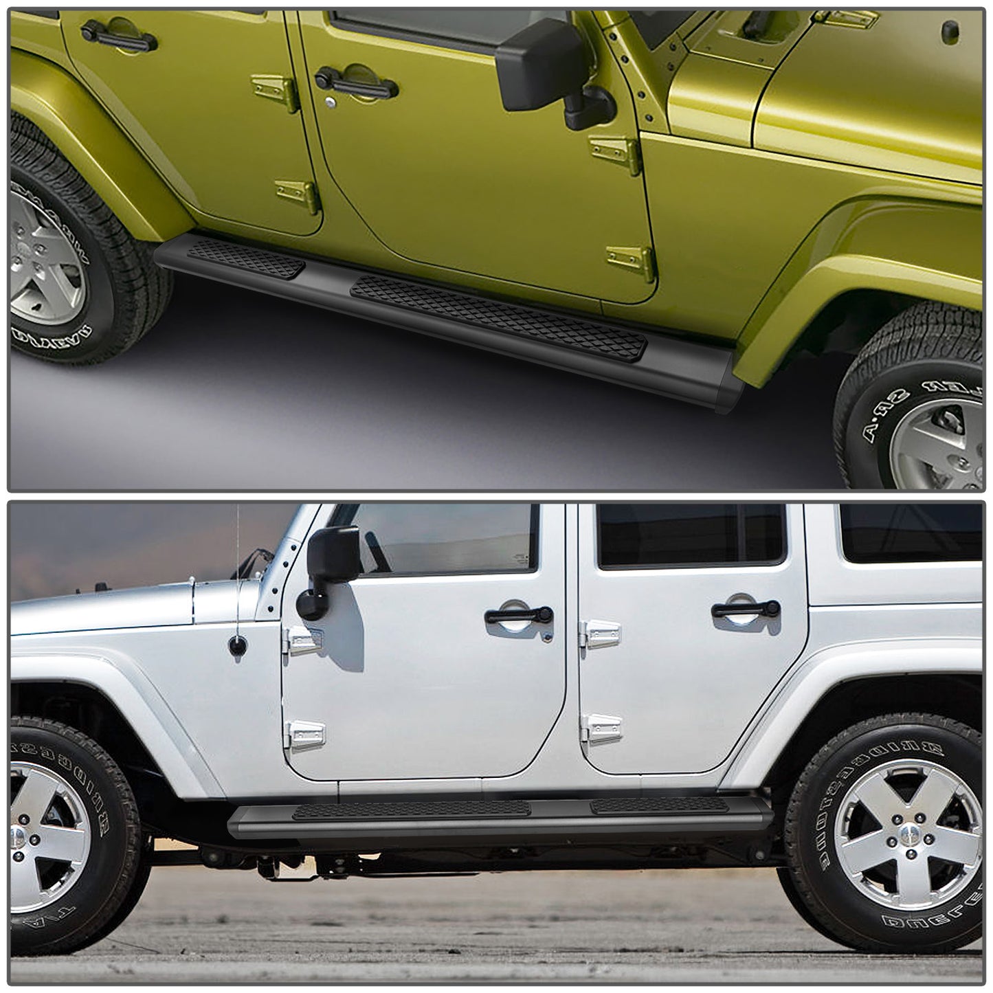 ESTRIBOS 6" - OE TUBULAR SIDE STEPS - 07-17 JEEP WRANGLER JK 4DR / 2018 JEEP WRANGLER JK 4DR (FITS WRANGLER JK MODEL ONLY. DOES NOT FIT 2018 WRANGLER JL) - BLACK