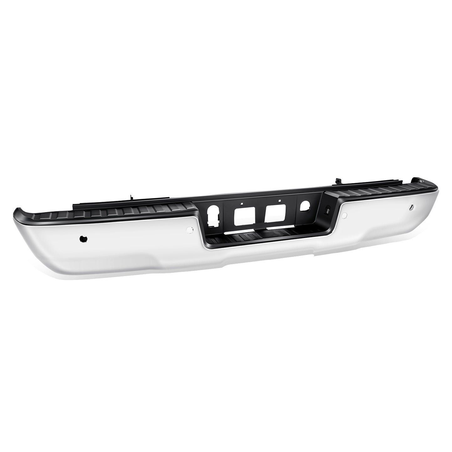 DEFENSA TRASERA CHROME - 14-18 CHEVROLET SILVERADO 1500 / 19 CHEVROLET SILVERADO 1500 LD / 14-18 GMC SIERRA 1500 / 19 GMC SIERRA 1500 LIMITED - WITH REAR PARKING SENSOR HOLES