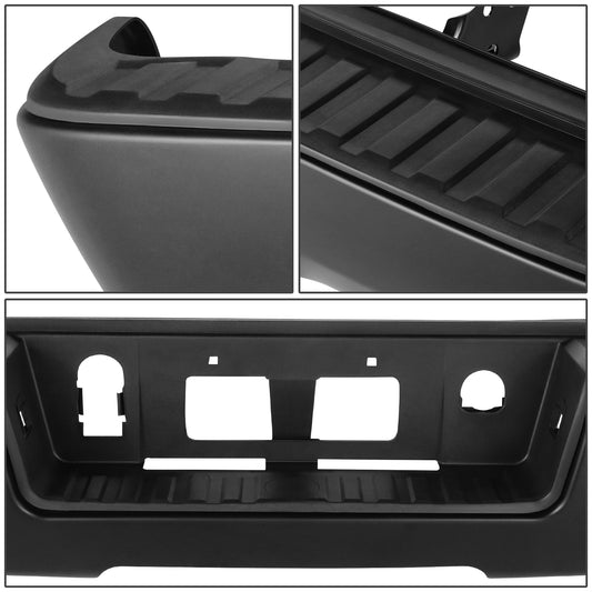 DEFENSA TRASERA BLACK - 14-18 CHEVROLET SILVERADO 1500 / 19 CHEVROLET SILVERADO 1500 LD / 14-18 GMC SIERRA 1500 / 19 GMC SIERRA 1500 LIMITED - WITHOUT REAR PARKING SENSOR HOLES