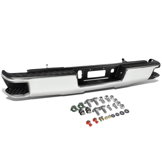 DEFENSA TRASERA 14-18 CHEVY SILVERADO 1500 GMC SIERRA 1500 - CORNER STEP MODEL W/O PARKING SENSOR HOLES - CHROME
