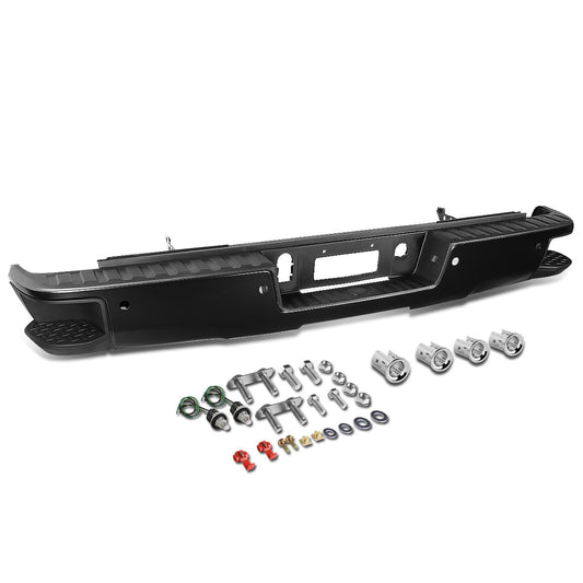DEFENSA TRASERA 14-18 CHEVY SILVERADO 1500 GMC SIERRA 1500 - CORNER STEP MODEL W/ PARKING SENSOR HOLES - BLACK