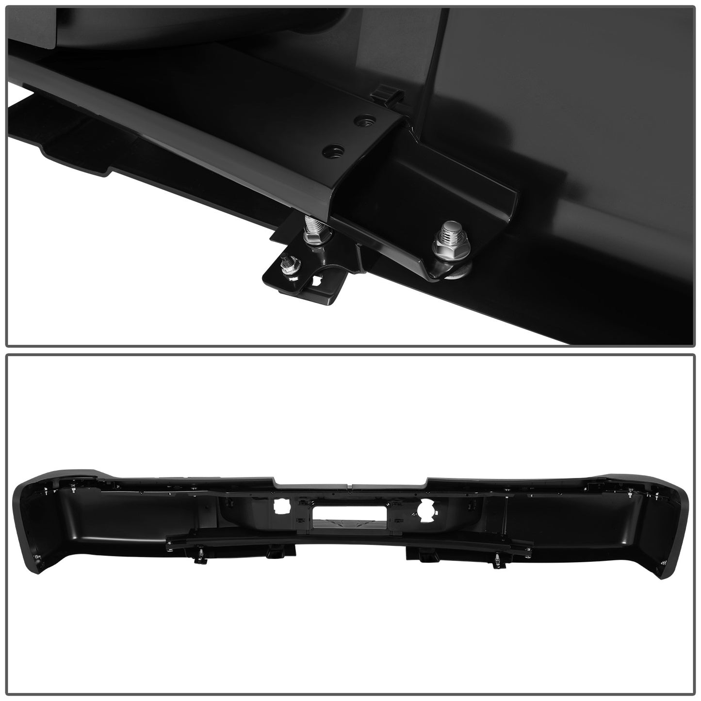 DEFENSA TRASERA 07-10 CHEVROLET SILVERADO 2500 HD / 07-10 CHEVROLET SILVERADO 3500 HD / 07-10 GMC SIERRA 2500 HD / 07-10 GMC SIERRA 3500 HD - WITHOUT REAR PARKING SENSOR HOLES - FITS MODELS WITH SINGLE REAR WHEELS - BLACK