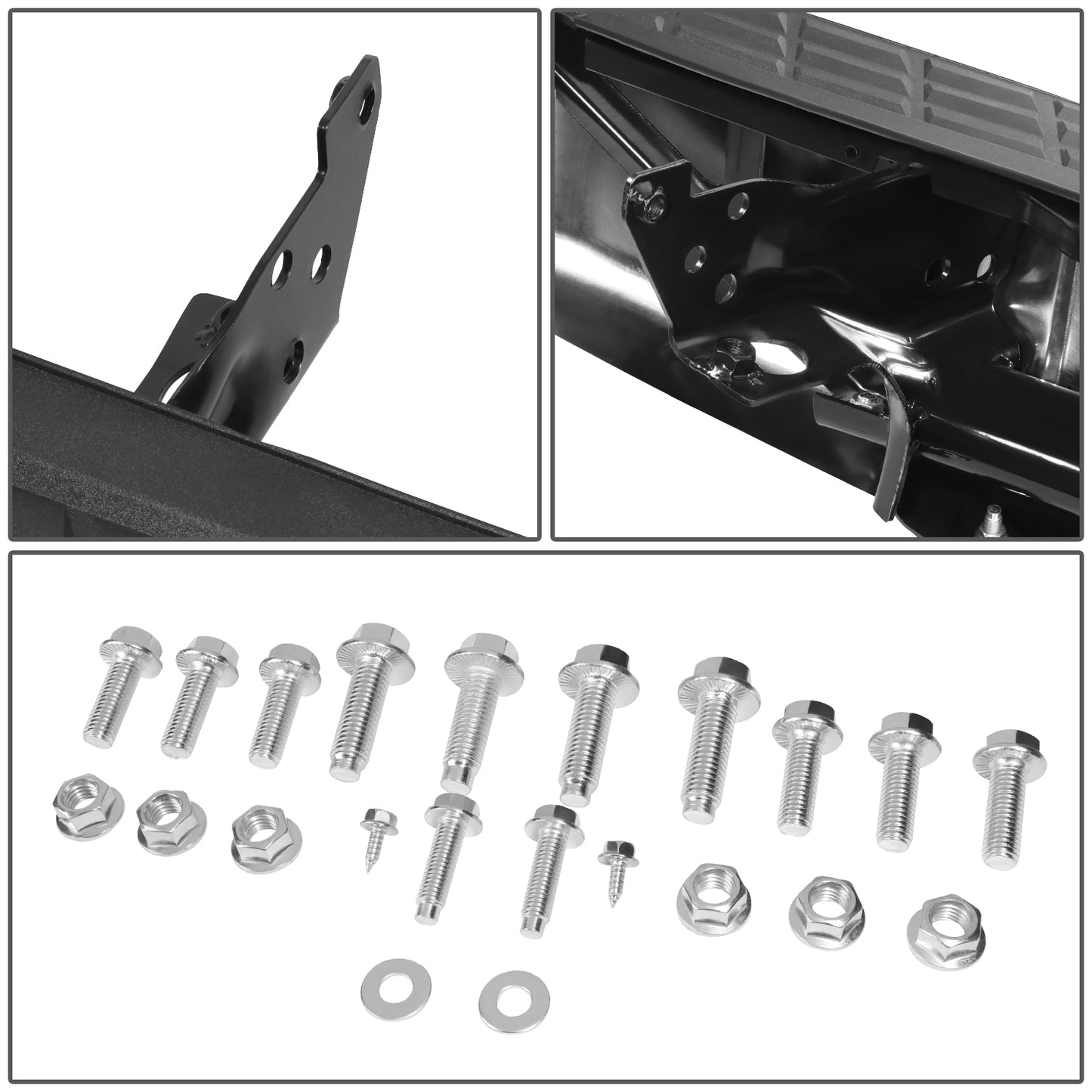 DEFENSA TRASERA 07-13 CHEVY SILVERADO 1500 GMC SIERRA 1500 - W/ PARKING SENSOR HOLES - W/ LICENSE PLATE LIGHTS - FITS MODELS W/ REAR PARKING SENSORS - CHROME/STEEL