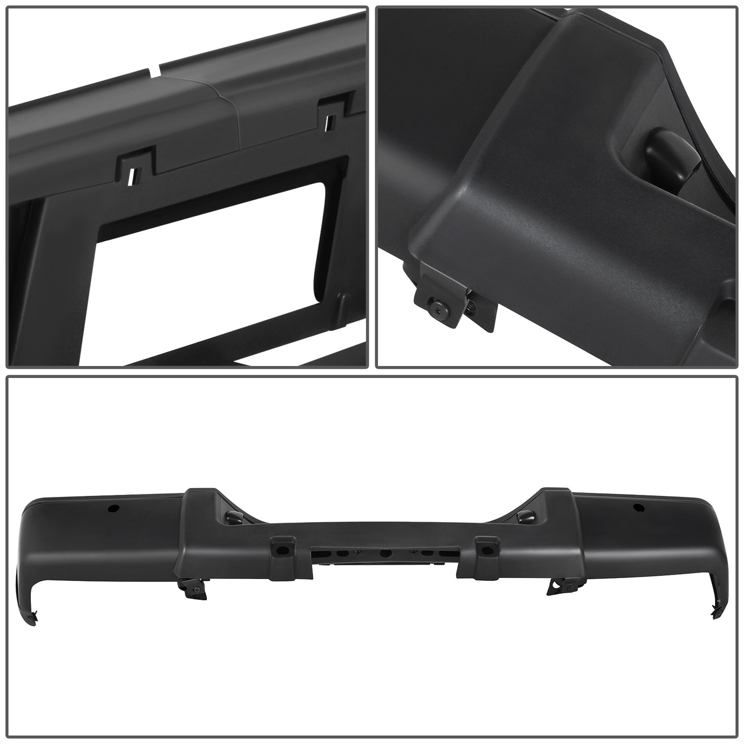 DEFENSA TRASERA 07-13 CHEVY SILVERADO 1500 GMC SIERRA 1500 - W/ PARKING SENSOR HOLES - W/ LICENSE PLATE LIGHTS - FITS MODELS W/ REAR PARKING SENSORS - BLACK/STEEL