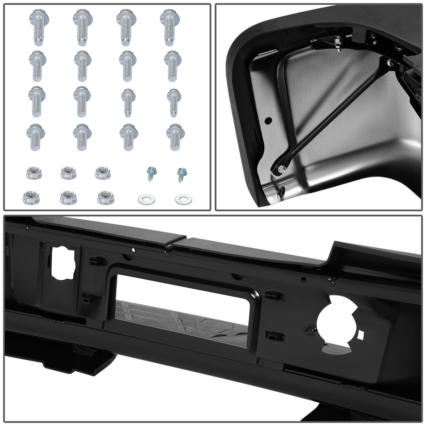 DEFENSA TRASERA 11-14 CHEVROLET SILVERADO 2500 HD / 11-14 CHEVROLET SILVERADO 3500 HD / 11-14 GMC SIERRA 2500 HD / 11-14 GMC SIERRA 3500 HD - WITHOUT REAR PARKING SENSOR HOLES - FITS MODELS WITH SINGLE REAR WHEELS - CHROME