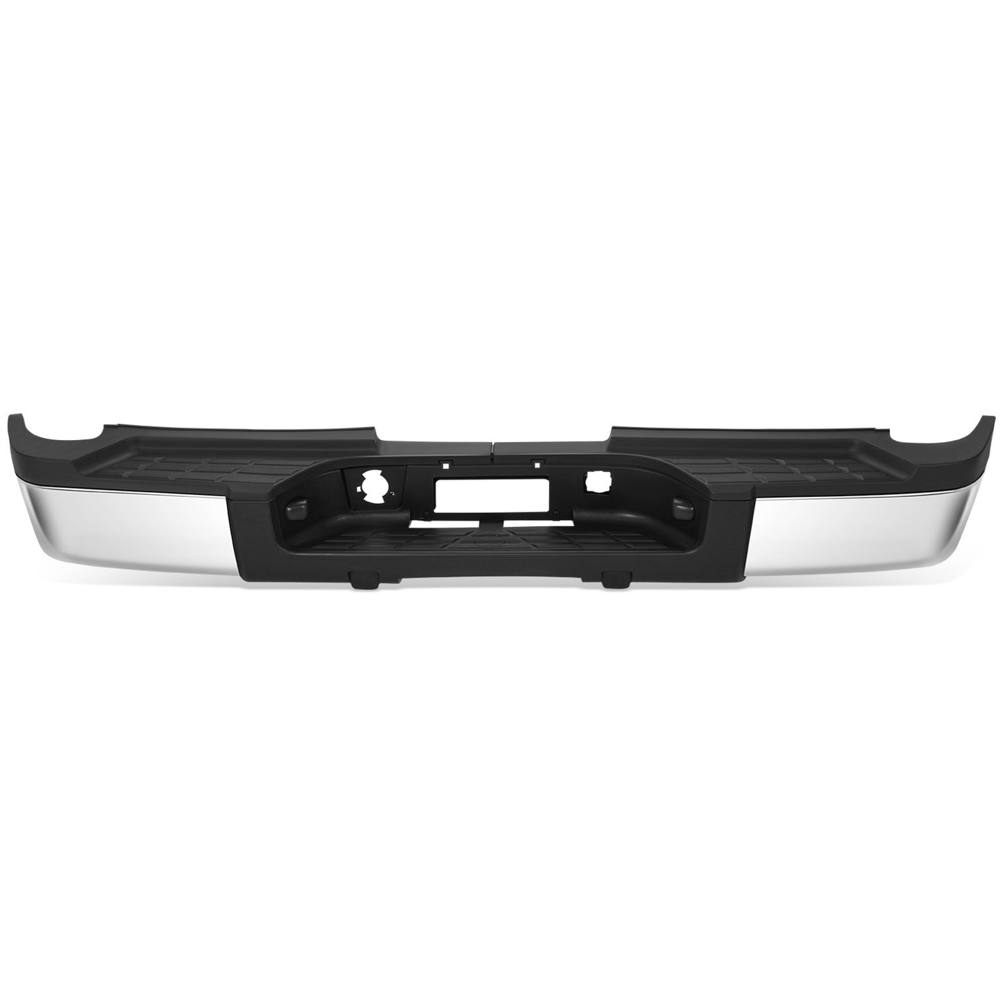 DEFENSA TRASERA 11-14 CHEVROLET SILVERADO 2500 HD / 11-14 CHEVROLET SILVERADO 3500 HD / 11-14 GMC SIERRA 2500 HD / 11-14 GMC SIERRA 3500 HD - WITHOUT REAR PARKING SENSOR HOLES - FITS MODELS WITH SINGLE REAR WHEELS - CHROME