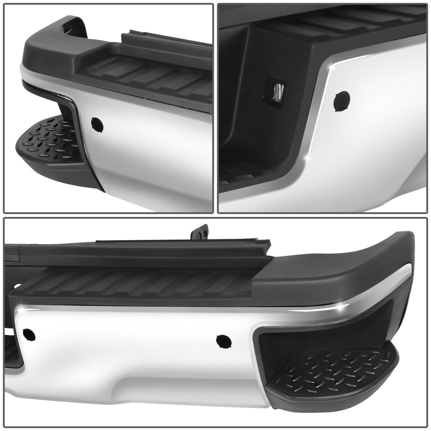 DEFENSA TRASERA 15-19 SILVERADO SIERRA 2500 3500?CHROME WITH SENSOR HOLE?WITHOUT HITCH DRAW BAR?