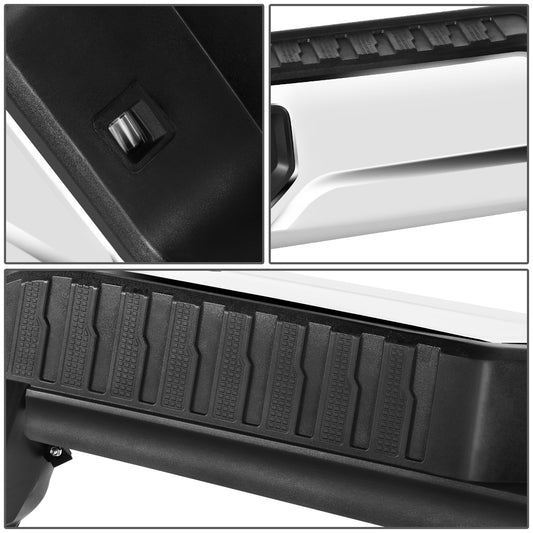 DEFENSA TRASERA 19-23 CHEVY SILVERADO 1500 GMC SIERRA 1500 ALSO FITS CHEVY SILVERADO 1500 LTD 22 AND GMC SIERRA 1500 LIMITED 22 - CORNER STEP MODEL W/O PARKING SENSOR HOLES - W/O EXHUAST CUTOUTS - CHROME/STEEL