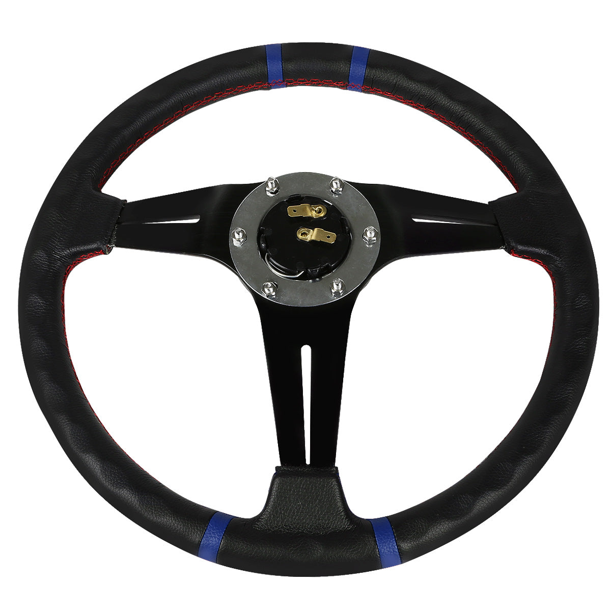VOLANTE STEERING WHEEL - 350MM - BLUE STRIPE - PVC LEATHER - 6-BOLT