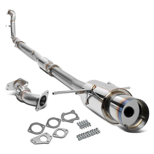 TURBO EXHAUST CATBACK EXHAUST - STAINLESS STEEL - BURNT TIP - 02-07 SUBARU WRX / STI