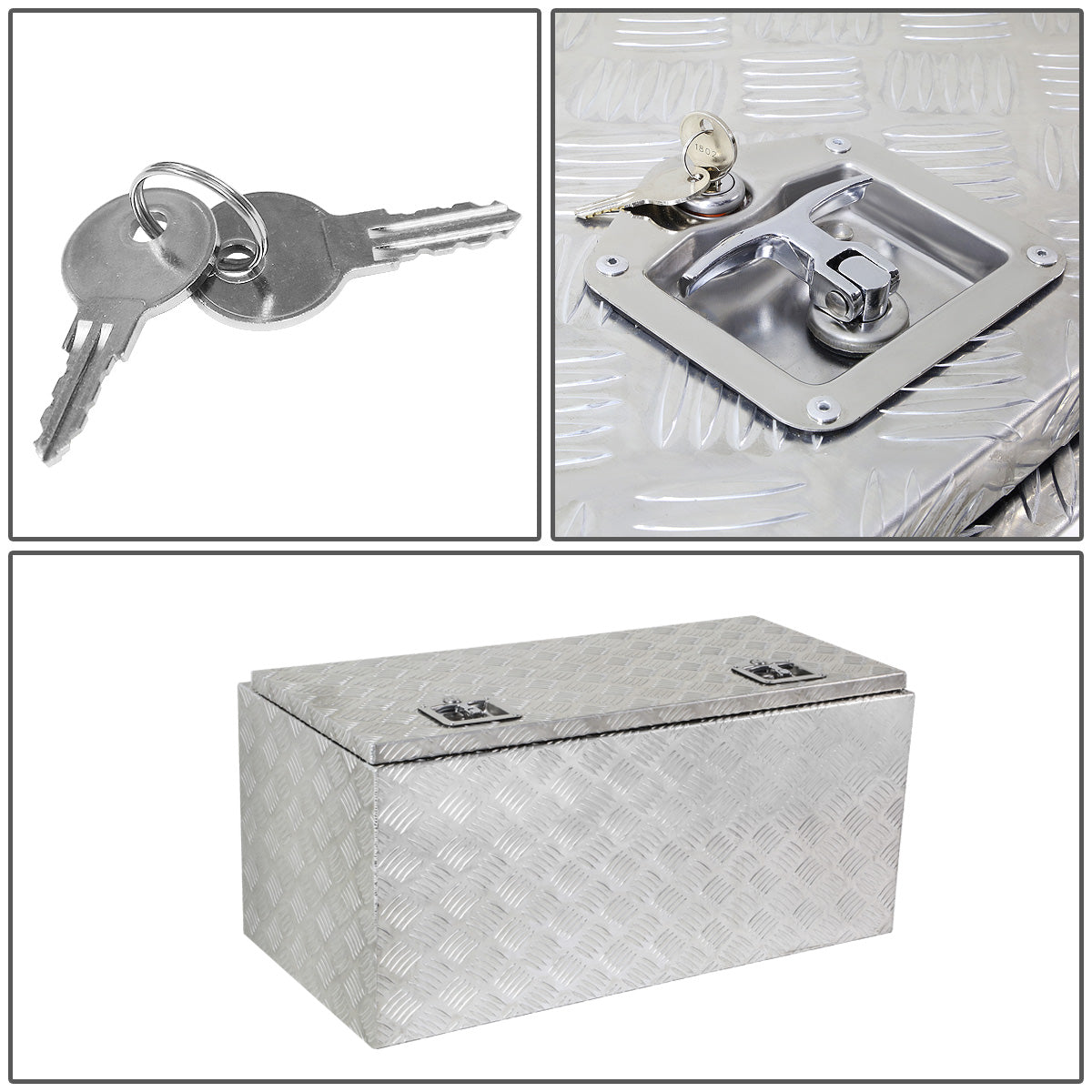 CAJA DE HERRAMIENTAS UNIVERSAL - TRUCK / TRAILER - W/ LOCK & KEY - ALUMINUM - 36" X 18" X 17" - SILVER