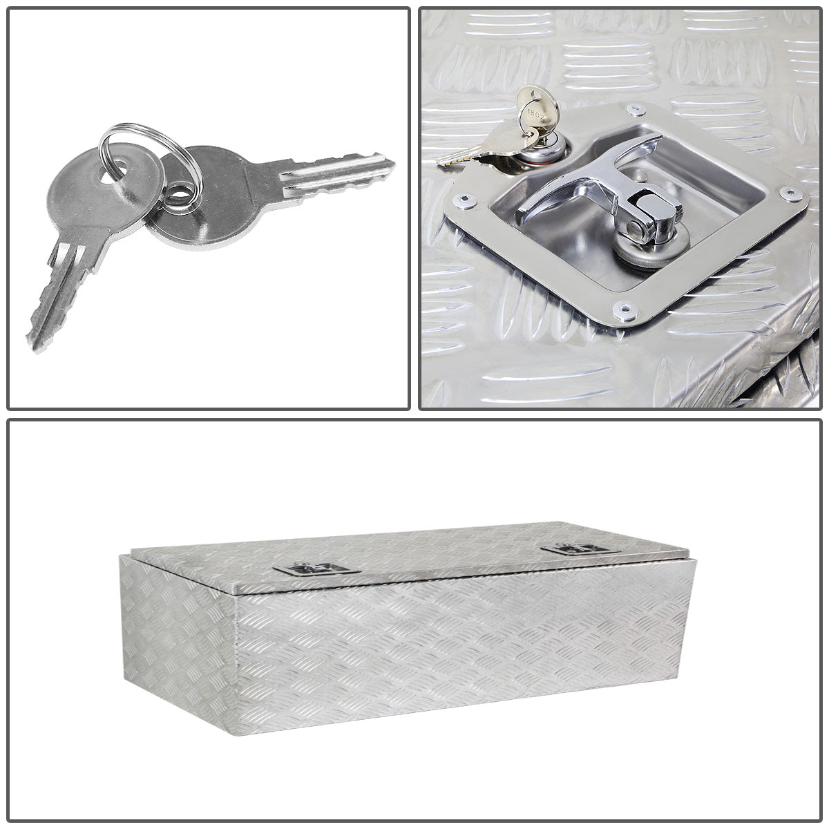 CAJA DE HERRAMIENTAS UNIVERSAL - TRUCK / TRAILER - W/ LOCK & KEY - ALUMINUM - 42" X 18" X 17" - SILVER