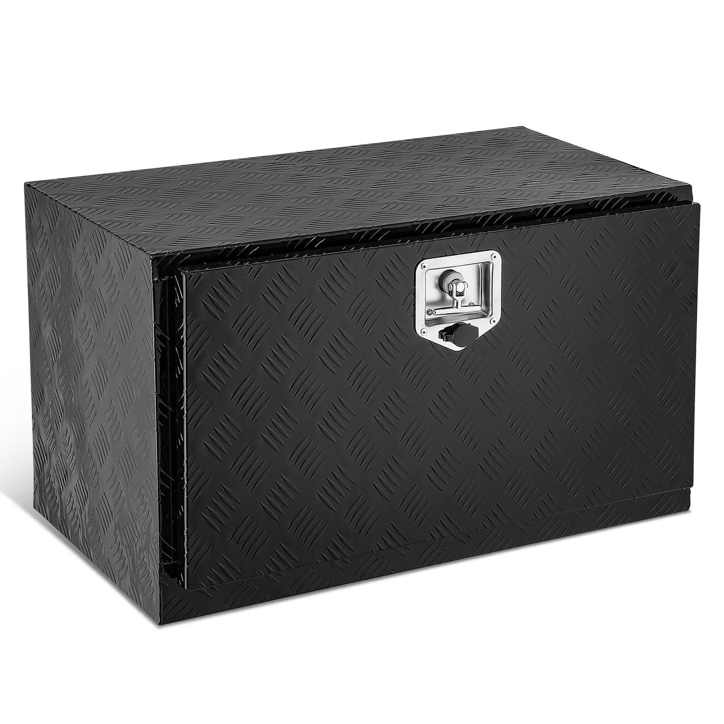 CAJA DE HERRAMIENTAS UNIVERSAL - TRUCK / TRAILER - W/ LOCK & KEY - ALUMINUM - 30" X 18" X 17" - 5 BAR DIAMOND TREAD PLATE PATTERN - BLACK