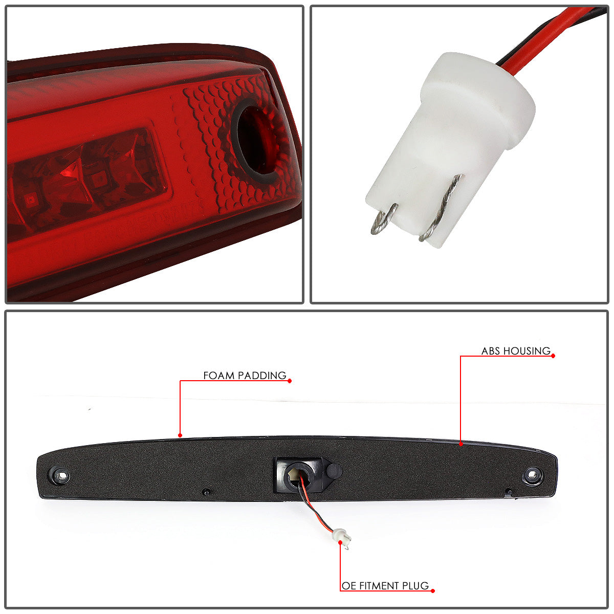 LUZ DE FRENO 03-06 DODGE RAM 2500, 3500 - FITS MODELS WITH OEM TAIL GATE LAMP - 3D - LED - RED