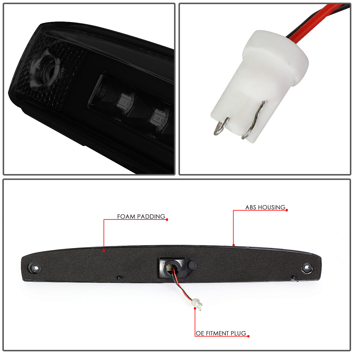 LUZ DE FRENO 03-06 DODGE RAM 2500, 3500 - FITS MODELS WITH OEM TAIL GATE LAMP - LED - BLACK / SMOKE