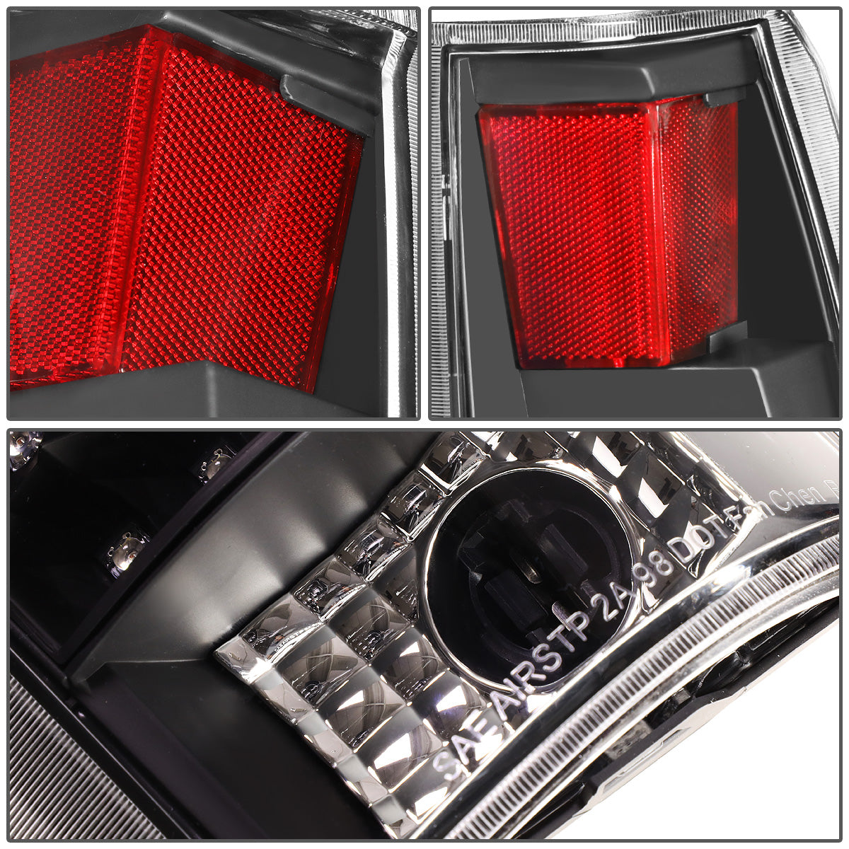FAROS TRASEROS 89-90 CHEVY C1500 , C2500 , C3500 / 1990 CHEVY K1500 , K2500 , K3500 , GMC C1500 , C2500 , C3500 - LED - BLACK / CLEAR