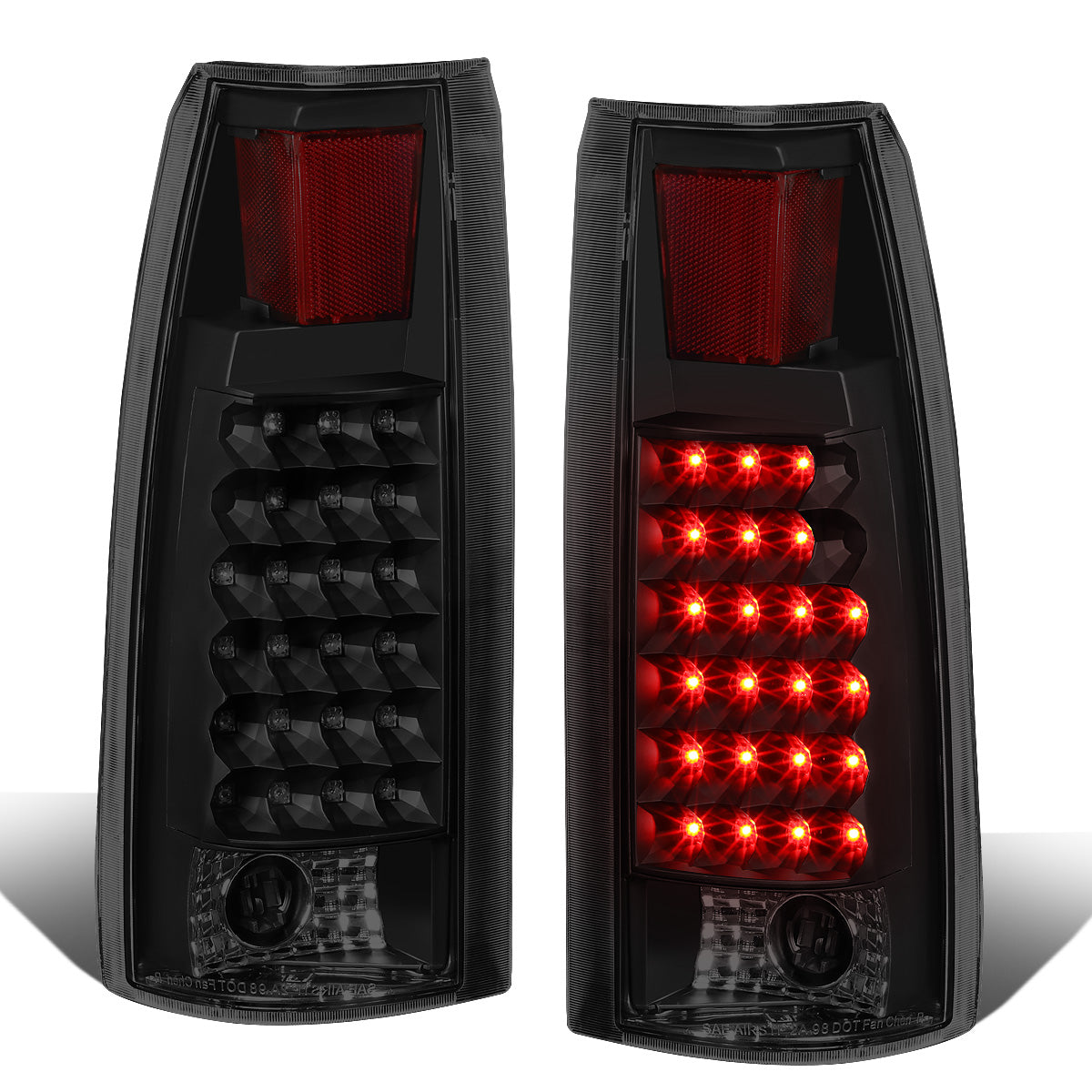 FAROS TRASEROS 89-90 CHEVY C1500 , C2500 , C3500 / 1990 CHEVY K1500 , K2500 , K3500 , GMC C1500 , C2500 , C3500 - LED - BLACK / SMOKE