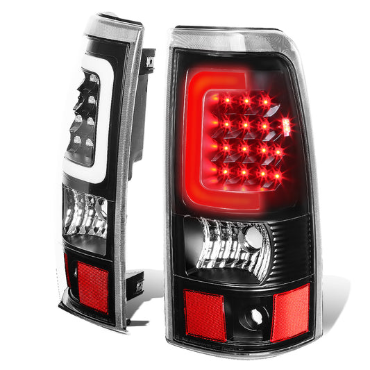 FAROS TRASEROS 03-06 CHEVY SILVERADO 1500 , 2500 , 3500 , HD MODELS , GMC SIERRA 1500 , 2500 , 3500 , HD MODELS / 2007 CHEVY SILVERADO , GMC SIERRA CLASSIC MODELS - C-BAR - 3D - U-HALO LED - FITS FLEETSIDE MODELS ONLY , DOES NOT FIT DUALLY MODELS - BLACK