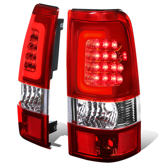 FAROS TRASEROS 03-06 CHEVY SILVERADO 1500 , 2500 , 3500 , HD MODELS , GMC SIERRA 1500 , 2500 , 3500 , HD MODELS / 2007 CHEVY SILVERADO , GMC SIERRA CLASSIC MODELS - C-BAR - 3D - U-HALO LED - FITS FLEETSIDE MODELS ONLY , DOES NOT FIT DUALLY MODELS - CHROME