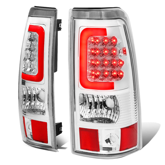 FAROS TRASEROS 03-06 CHEVY SILVERADO 1500 , 2500 , 3500 , HD MODELS , GMC SIERRA 1500 , 2500 , 3500 , HD MODELS / 2007 CHEVY SILVERADO , GMC SIERRA CLASSIC MODELS - RED C-BAR - 3D - U-HALO LED - FITS FLEETSIDE MODELS ONLY , DOES NOT FIT DUALLY MODELS -