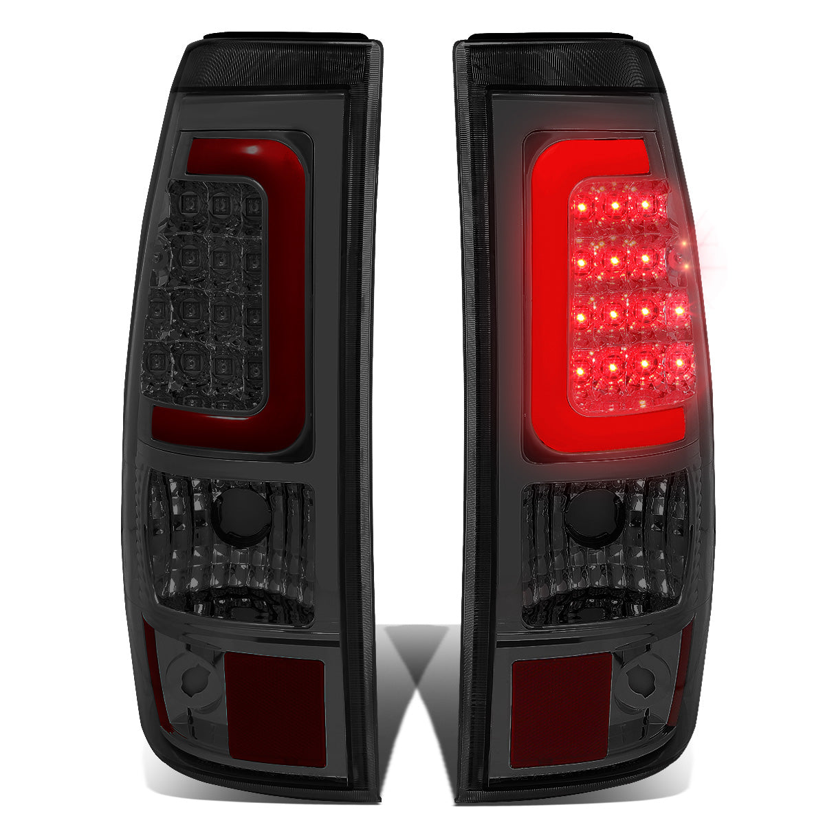 FAROS TRASEROS 03-06 CHEVY SILVERADO 1500 , 2500 , 3500 , HD MODELS , GMC SIERRA 1500 , 2500 , 3500 , HD MODELS / 2007 CHEVY SILVERADO , GMC SIERRA CLASSIC MODELS - RED C-BAR - 3D - U-HALO LED - FITS FLEETSIDE MODELS ONLY , DOES NOT FIT DUALLY MODELS -
