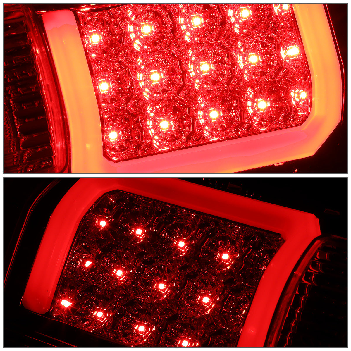 FAROS TRASEROS 07-13 CHEVY SILVERADO 1500 , GMC SIERRA 1500 / 07-14 CHEVY SILVERADO 2500HD , 3500HD , GMC SIERRA 2500HD , 3500HD - C-BAR - 3D - LED - TRON STYLE - CHROME / RED