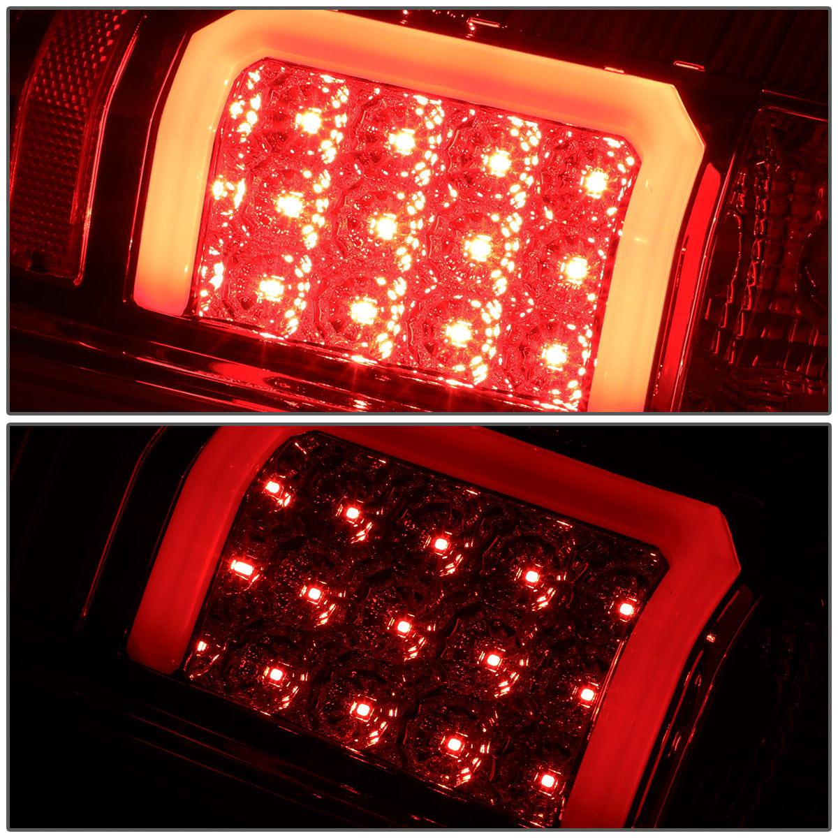 FAROS TRASEROS 07-13 CHEVY SILVERADO 1500 , GMC SIERRA 1500 / 07-14 CHEVY SILVERADO 2500HD , 3500HD , GMC SIERRA 2500HD , 3500HD - C-BAR - 3D - LED - TRON STYLE - CHROME / SMOKE