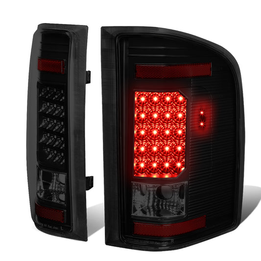 FAROS TRASEROS 07-13 CHEVY SILVERADO 1500 , GMC SIERRA 1500 / 07-14 CHEVY SILVERADO 2500HD , 3500HD , GMC SIERRA 2500HD , 3500HD - LED - BLACK / SMOKE