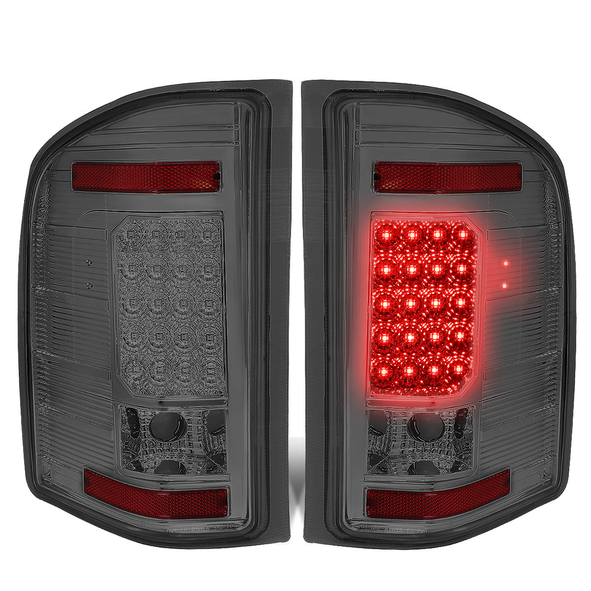 FAROS TRASEROS 07-13 CHEVY SILVERADO 1500 , GMC SIERRA 1500 / 07-14 CHEVY SILVERADO 2500HD , 3500HD , GMC SIERRA 2500HD , 3500HD - LED - CHROME / SMOKE