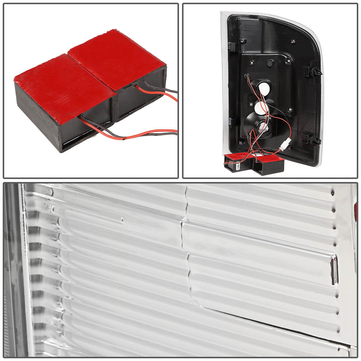 FAROS TRASEROS 07-13 CHEVY SILVERADO 1500 , GMC SIERRA 1500 / 07-14 CHEVY SILVERADO 2500HD , 3500HD , GMC SIERRA 2500HD , 3500HD - RED 3D STRIP - LED - CHROME / CLEAR