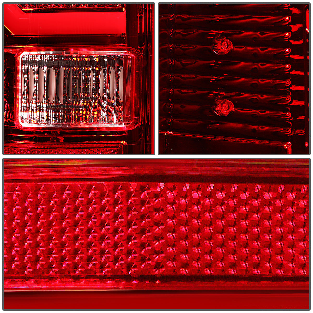 FAROS TRASEROS 07-13 CHEVY SILVERADO 1500 , GMC SIERRA 1500 / 07-14 CHEVY SILVERADO 2500HD , 3500HD , GMC SIERRA 2500HD , 3500HD - RED 3D STRIP - LED - CHROME / RED