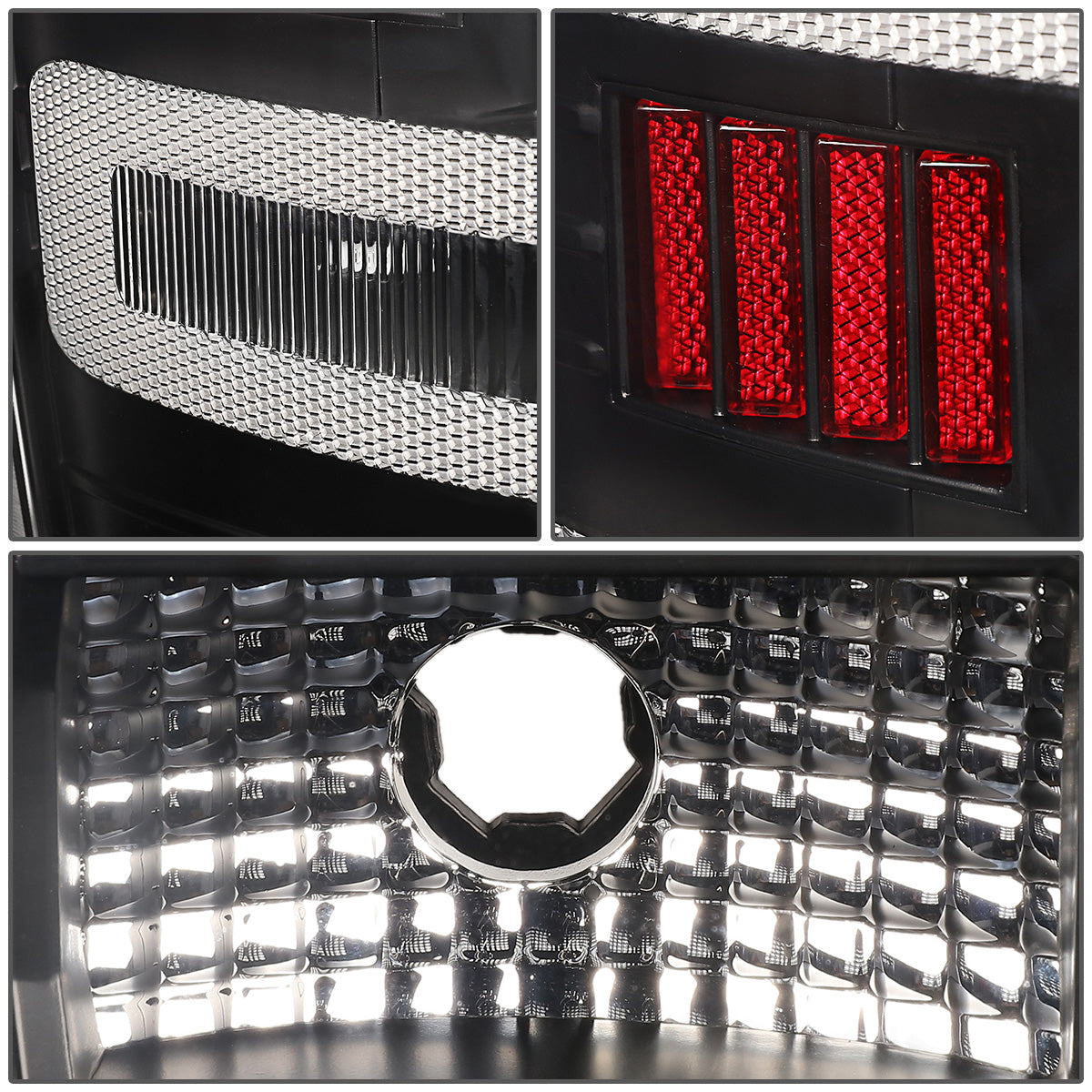 FAROS TRASEROS 14-19 CHEVY SILVERADO 1500 - 15-19 SILVERADO 2500HD 3500HD - 15-19 GMC SIERRA 3500HD DUAL REAR WHEELS - HALOGEN TAIL LIGHT MODELS ONLY - C-BAR - DUAL 3D STRIPS - LED - BLACK / CLEAR