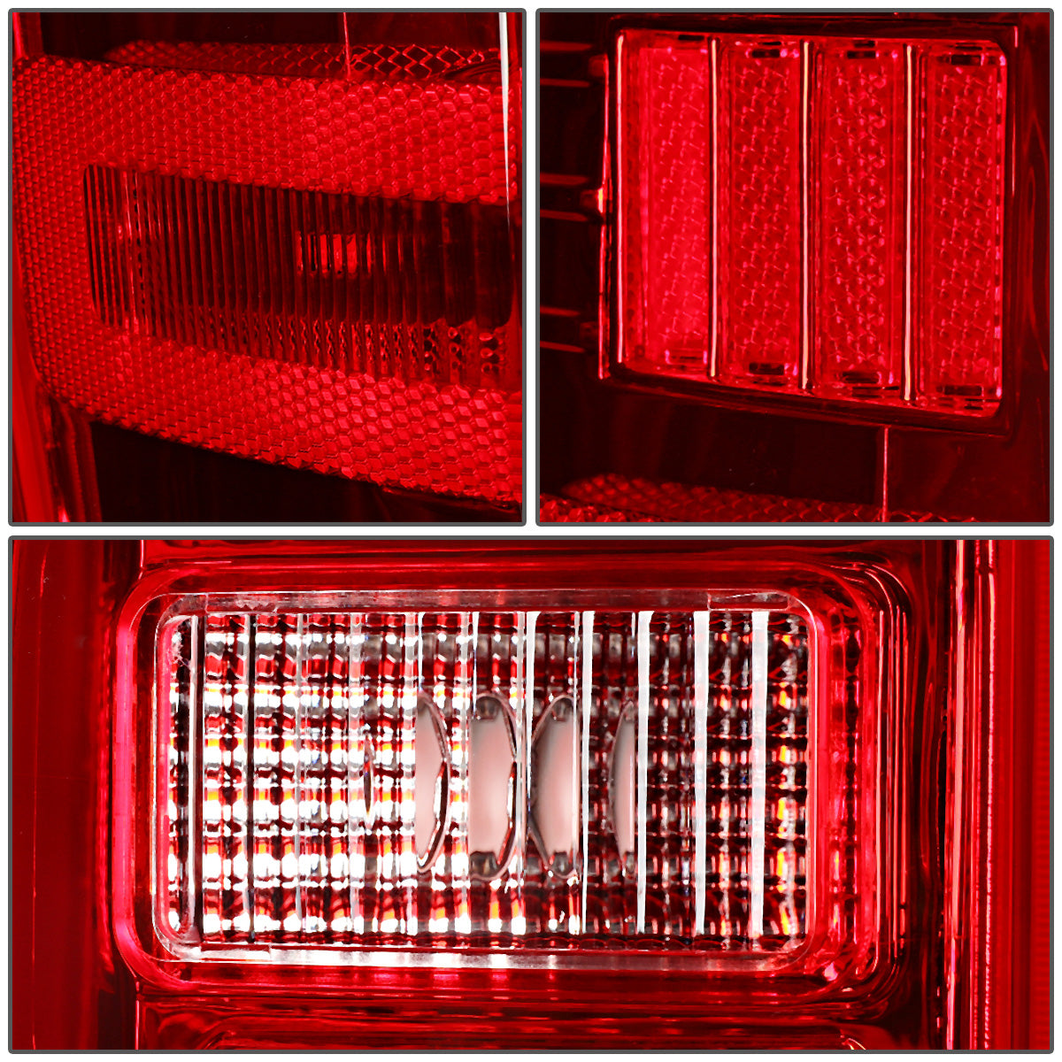 FAROS TRASEROS 14-19 CHEVY SILVERADO 1500 - 15-19 SILVERADO 2500HD 3500HD - 15-19 GMC SIERRA 3500HD DUAL REAR WHEELS - HALOGEN TAIL LIGHT MODELS ONLY - C-BAR - DUAL 3D STRIPS - LED - CHROME / RED