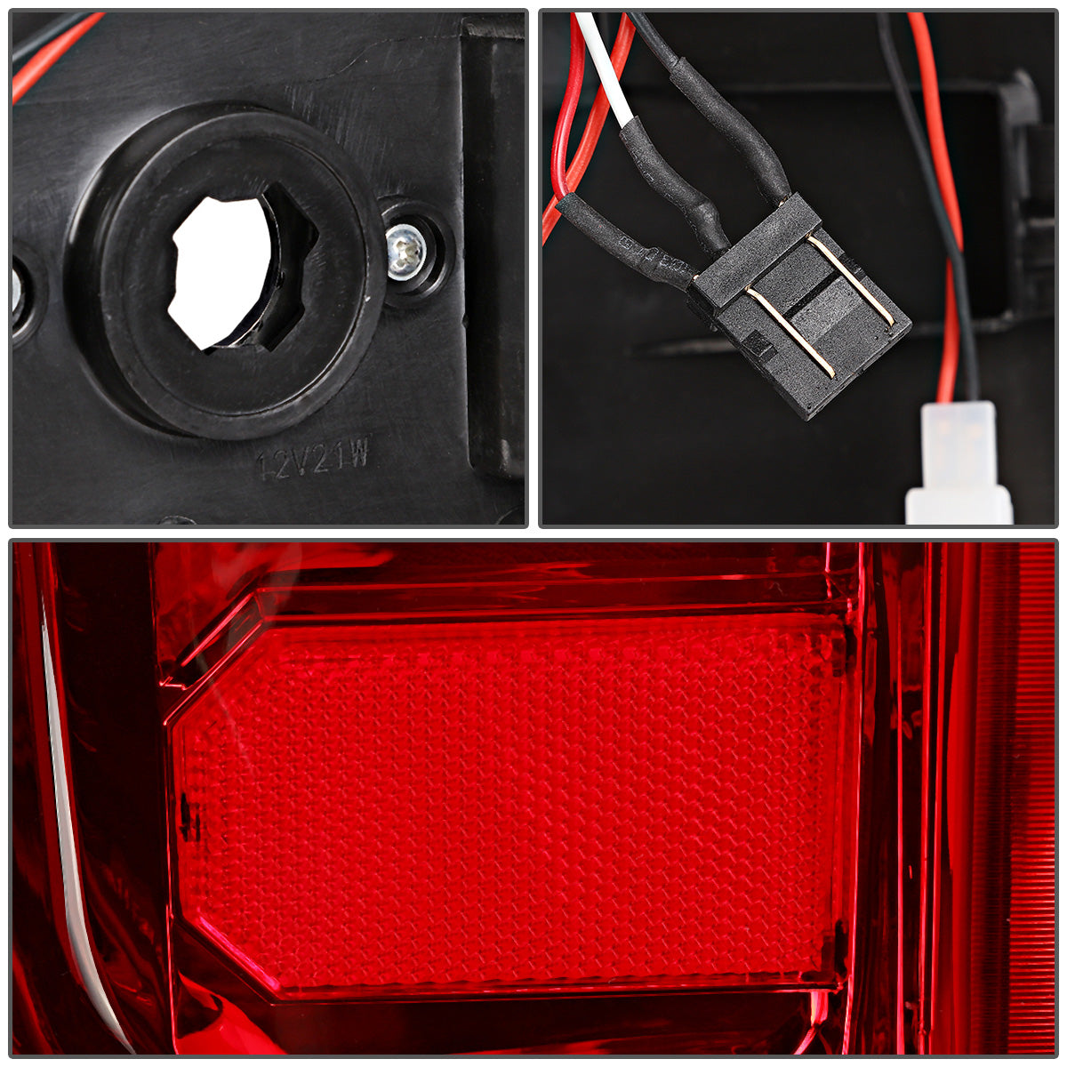FAROS TRASEROS 14-19 CHEVY SILVERADO 1500 - 15-19 SILVERADO 2500HD 3500HD - 15-19 GMC SIERRA 3500HD DUAL REAR WHEELS - HALOGEN TAIL LIGHT MODELS ONLY - C-BAR - DUAL 3D STRIPS - LED - CHROME / RED