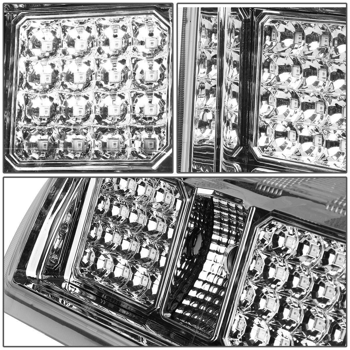 FAROS TRASEROS 14-19 CHEVY SILVERADO 1500 - 15-19 SILVERADO 2500HD 3500HD - 15-19 GMC SIERRA 3500HD DUAL REAR WHEELS - HALOGEN TAIL LIGHT MODELS ONLY - DUAL LED - CHROME / CLEAR