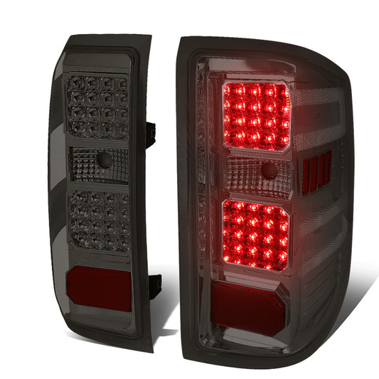 FAROS TRASEROS 14-19 CHEVY SILVERADO 1500 - 15-19 SILVERADO 2500HD 3500HD - 15-19 GMC SIERRA 3500HD DUAL REAR WHEELS - HALOGEN TAIL LIGHT MODELS ONLY - DUAL LED - CHROME / SMOKE