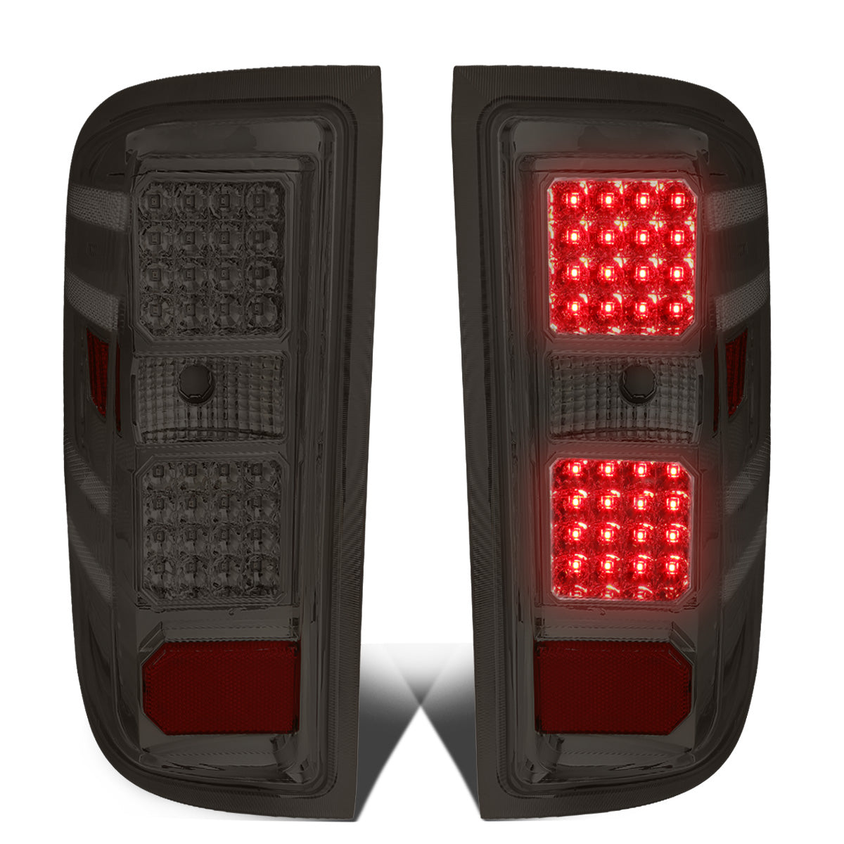 FAROS TRASEROS 14-19 CHEVY SILVERADO 1500 - 15-19 SILVERADO 2500HD 3500HD - 15-19 GMC SIERRA 3500HD DUAL REAR WHEELS - HALOGEN TAIL LIGHT MODELS ONLY - DUAL LED - CHROME / SMOKE