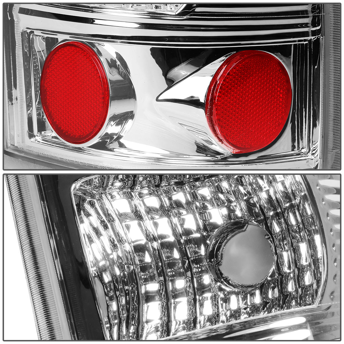 FAROS TRASEROS 99-02 CHEVY SILVERADO 1500 , 2500 , 3500 , HD MODELS / 99-03 GMC SIERRA 1500 , 2500 , HD MODELS - C-BAR - 3D - U-HALO LED - CHROME / CLEAR