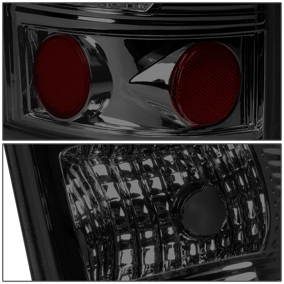 FAROS TRASEROS 99-02 CHEVY SILVERADO 1500 , 2500 , 3500 , HD MODELS / 99-03 GMC SIERRA 1500 , 2500 , HD MODELS - C-BAR - 3D - U-HALO LED - CHROME / SMOKE