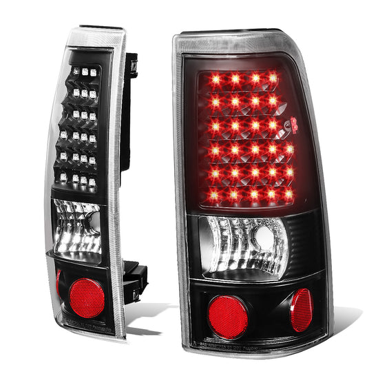FAROS TRASEROS 99-02 CHEVY SILVERADO 1500 , 2500 , 3500 , HD MODELS / 99-03 GMC SIERRA 1500 , 2500 , 3500 , HD MODELS - LED - BLACK / CLEAR