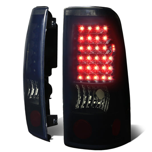 FAROS TRASEROS 99-02 CHEVY SILVERADO 1500 , 2500 , 3500 , HD MODELS / 99-03 GMC SIERRA 1500 , 2500 , 3500 , HD MODELS - LED - BLACK / SMOKE
