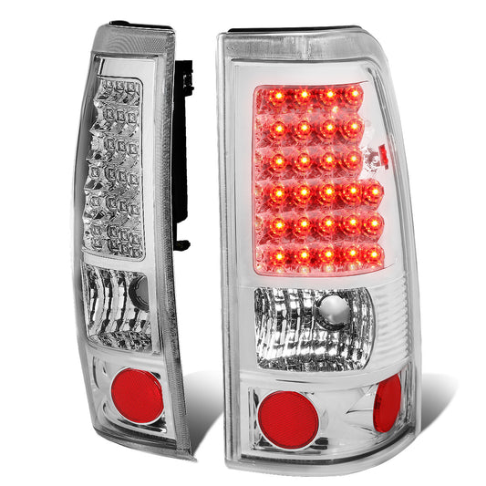 FAROS TRASEROS 99-02 CHEVY SILVERADO 1500 , 2500 , 3500 , HD MODELS / 99-03 GMC SIERRA 1500 , 2500 , 3500 , HD MODELS - LED - CHROME / CLEAR
