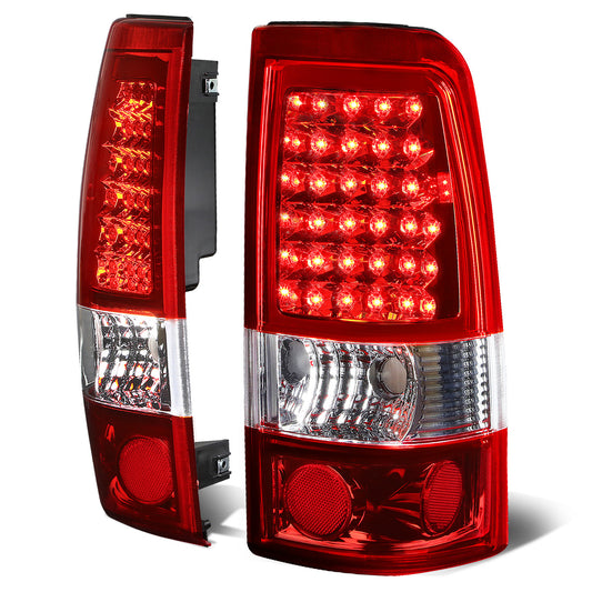 FAROS TRASEROS 99-02 CHEVY SILVERADO 1500 , 2500 , 3500 , HD MODELS / 99-03 GMC SIERRA 1500 , 2500 , 3500 , HD MODELS - LED - CHROME / RED