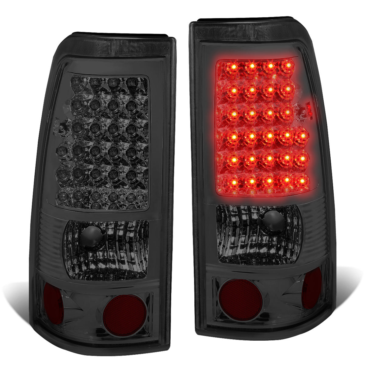FAROS TRASEROS 99-02 CHEVY SILVERADO 1500 , 2500 , 3500 , HD MODELS / 99-03 GMC SIERRA 1500 , 2500 , 3500 , HD MODELS - LED - CHROME / SMOKE